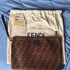 Fendi brown Monogram Wrist Pouch